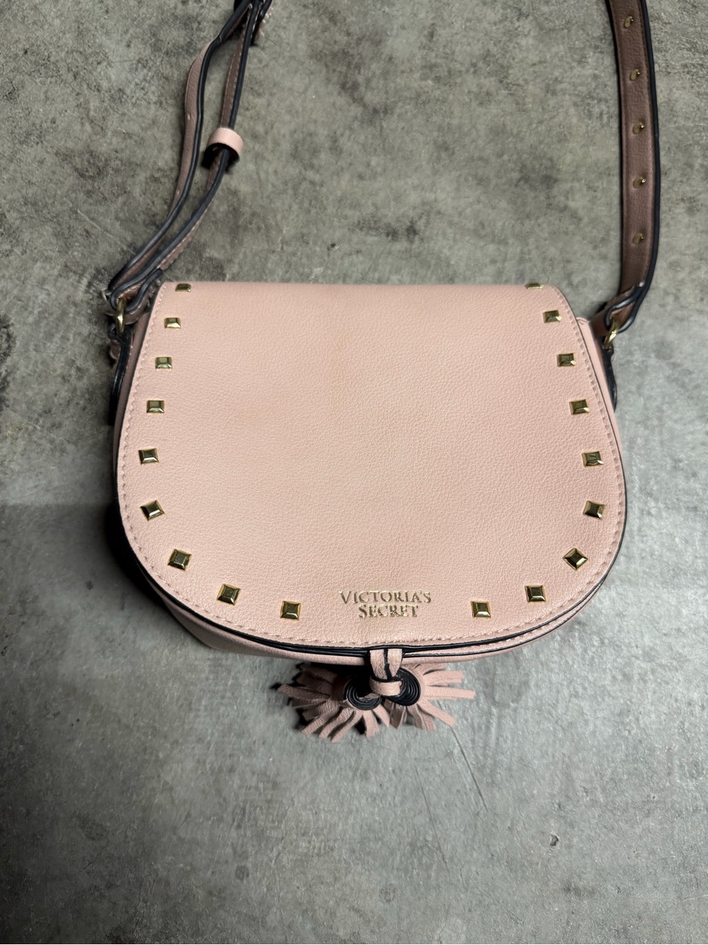 Victoria's Secret Pink Studded Crossbody Saddle Bag